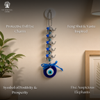 Evil Eye Wall Hanging with 5 Elephants - 8 Inch