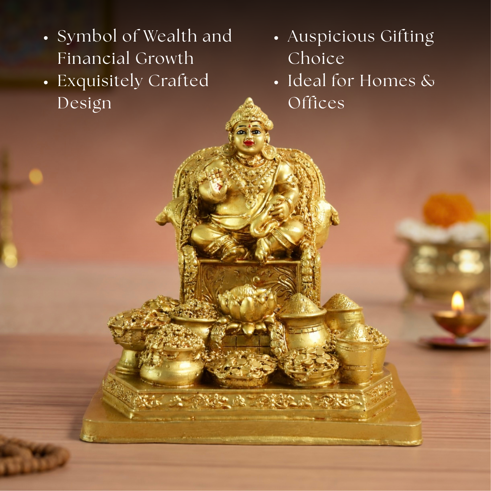 Resin Kuber Ji Ki Murti | 8 Inch | Kubera Idol |