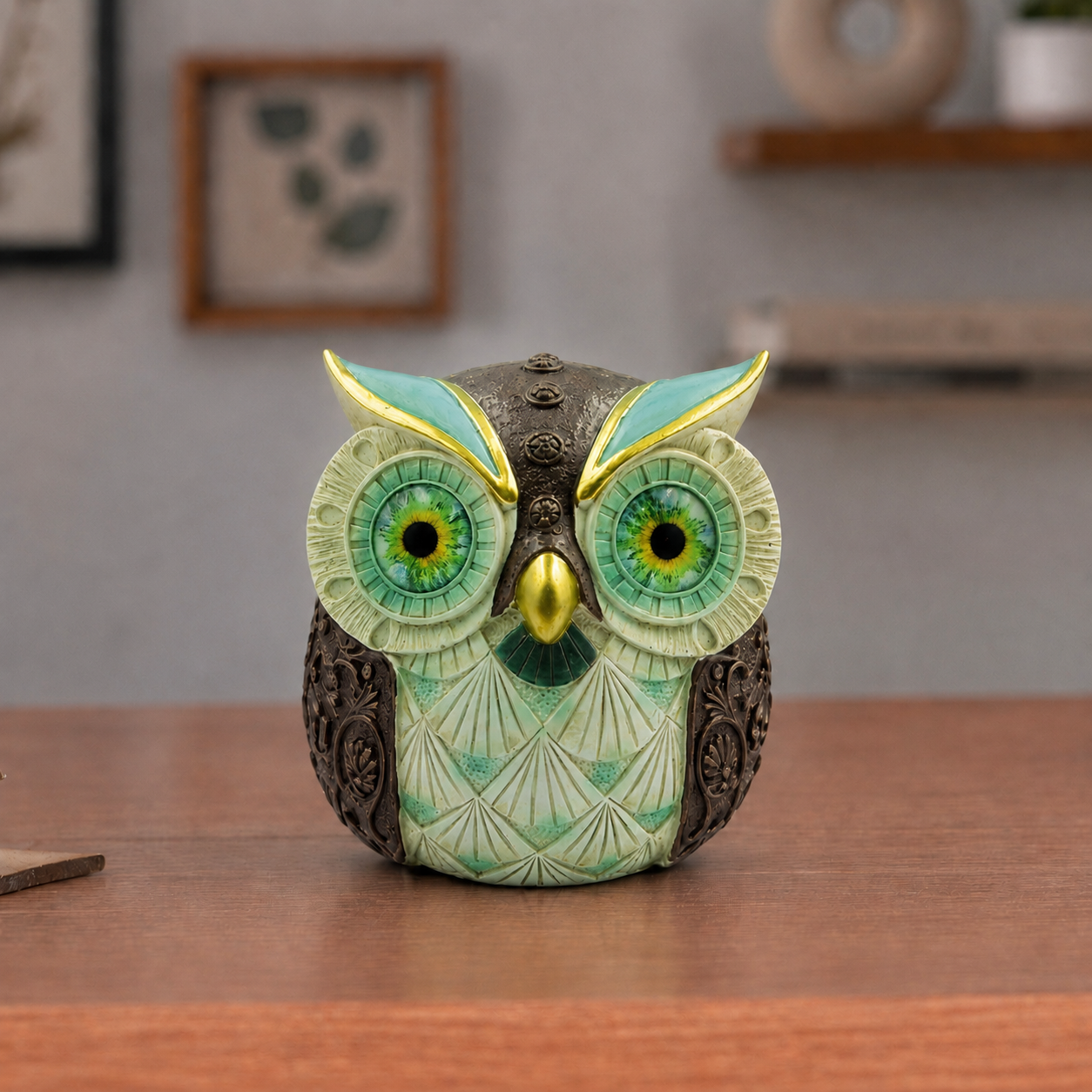 Premuim Green Owl Statue for Good Luck I 4.5 Inch |  उल्लू | Figurine | Showpiece |