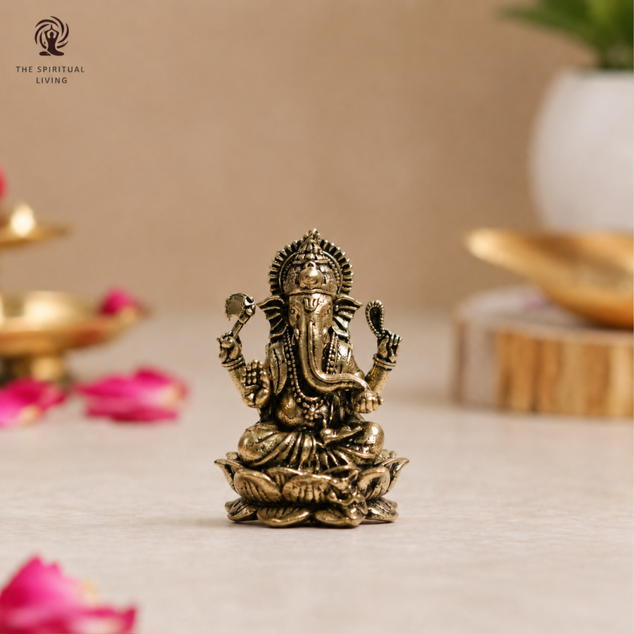 Brass Ganesha Miniature Idol - 1 Inch