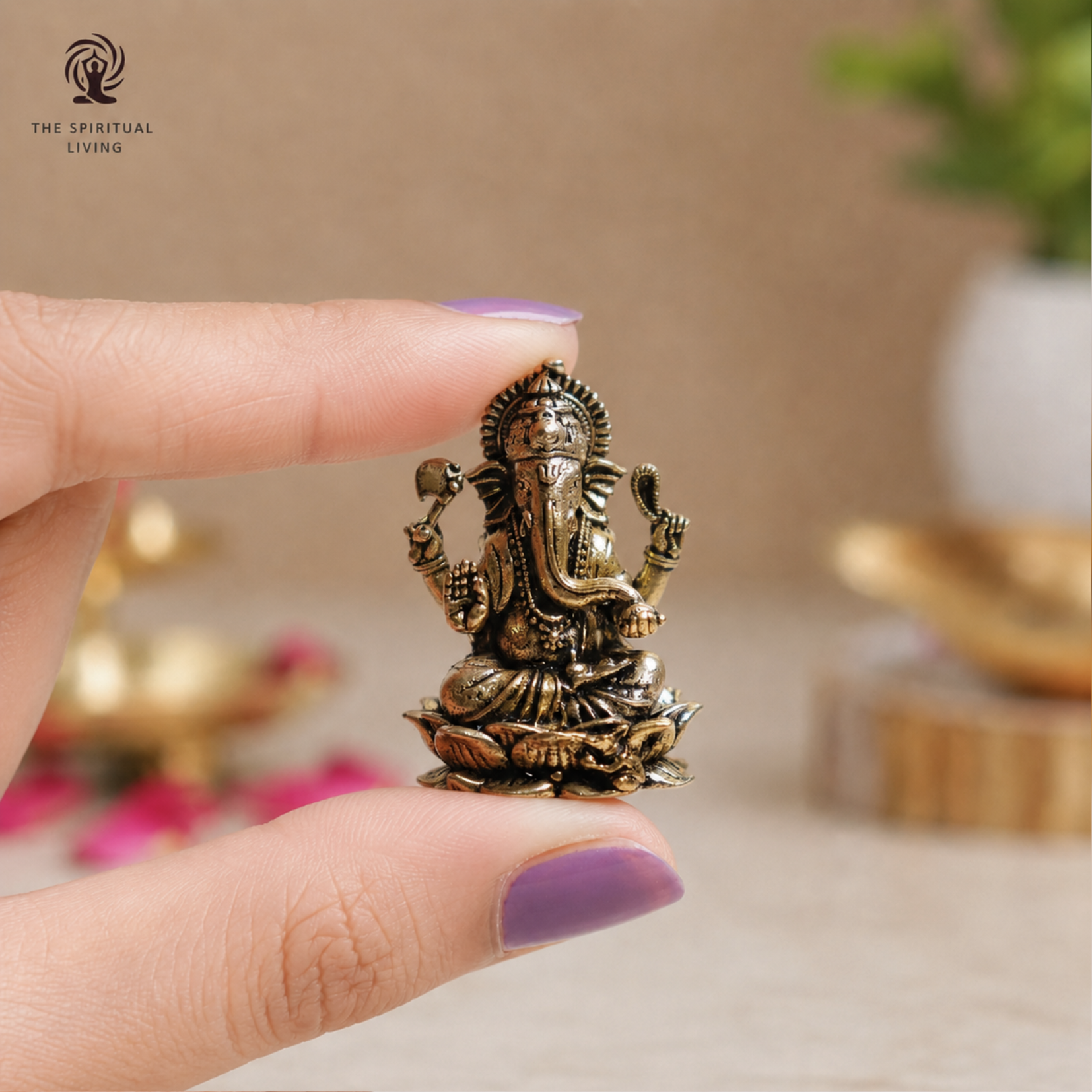 Brass Ganesha Miniature Idol - 1 Inch