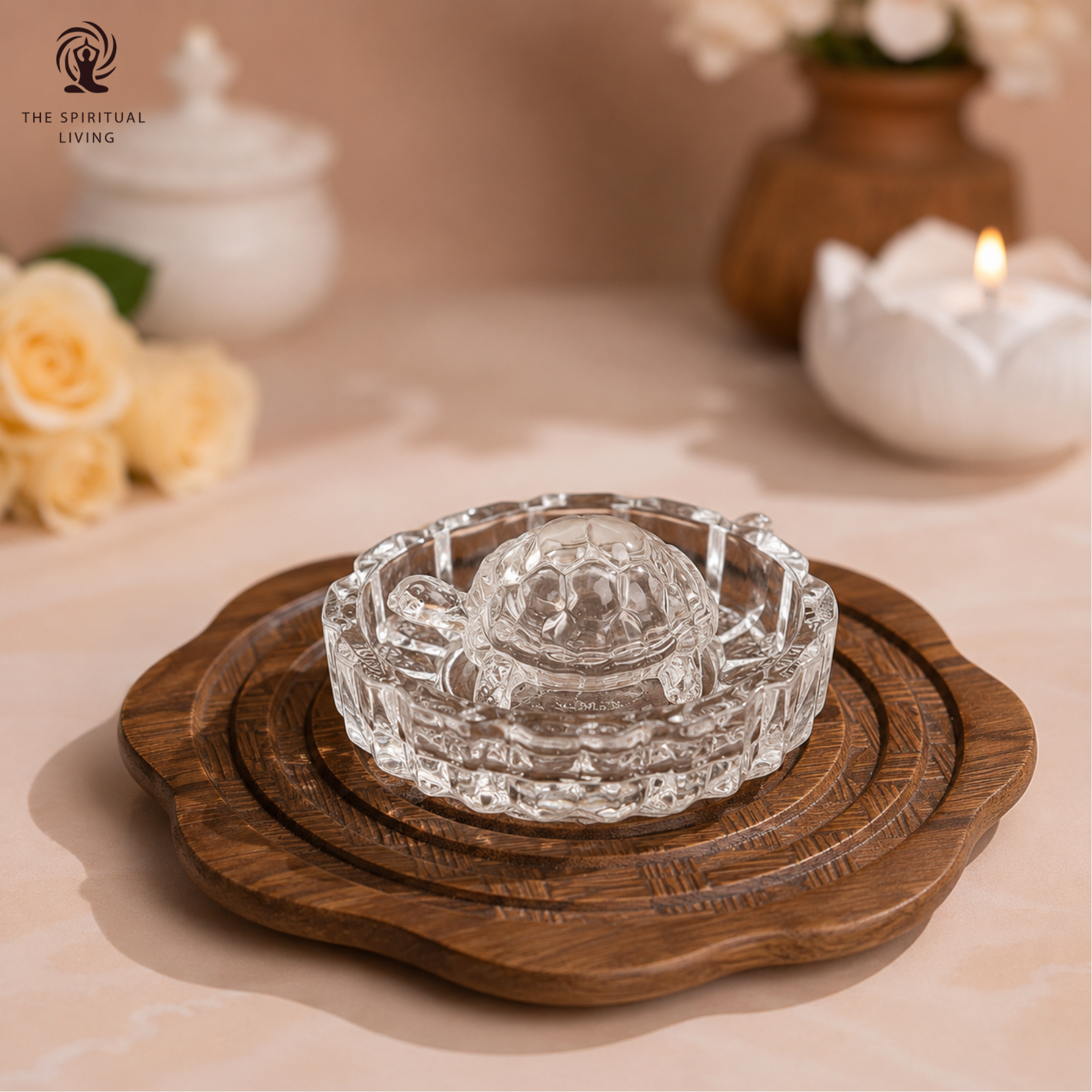 Glass Crystal Laxmi Turtle | Kachua with Plate | 4 INCH