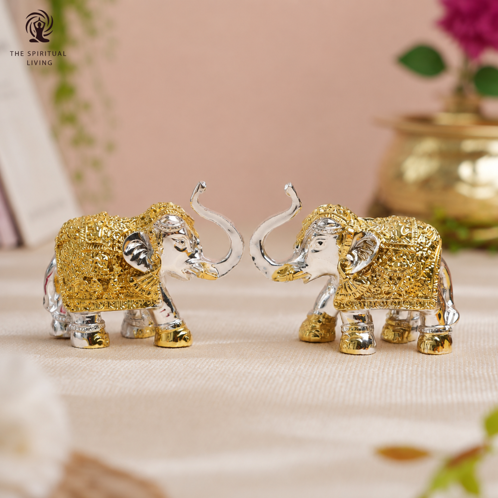 24K Gold & Silver Plated Elephant Set (2.5 Inch | Pack of 2)