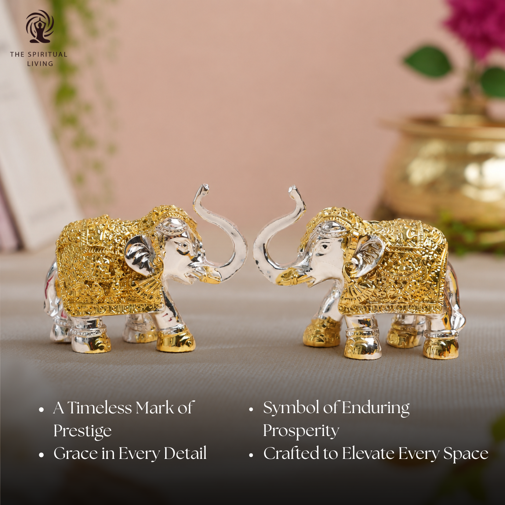 24K Gold & Silver Plated Elephant Set (2.5 Inch | Pack of 2)