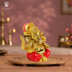 24K Gold Plated Ganesha Idol – Divine Red Edition | 3.75 Inch