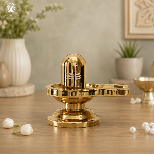 Gold Glossy Shivling for Home - 3.5 Inch