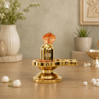 Gold Glossy Shivling for Home - 3.5 Inch