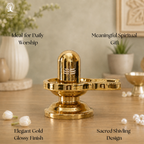 Gold Glossy Shivling for Home - 3.5 Inch