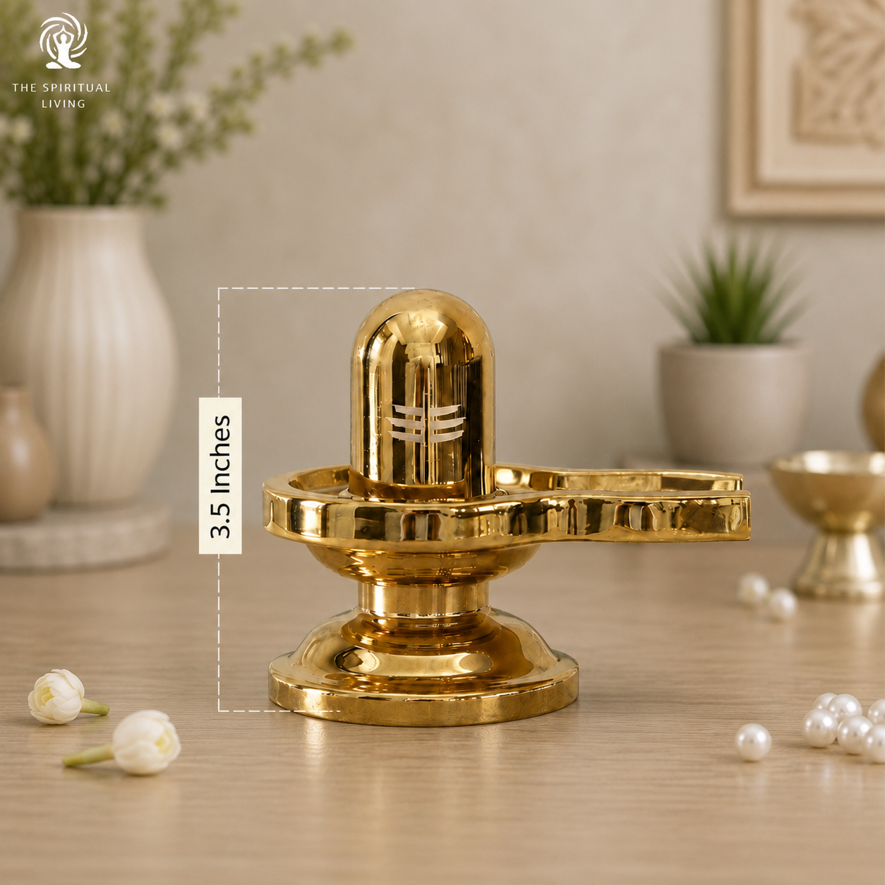 Gold Glossy Shivling for Home - 3.5 Inch