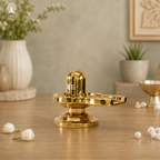Gold Glossy Shivling for Home - 3.5 Inch
