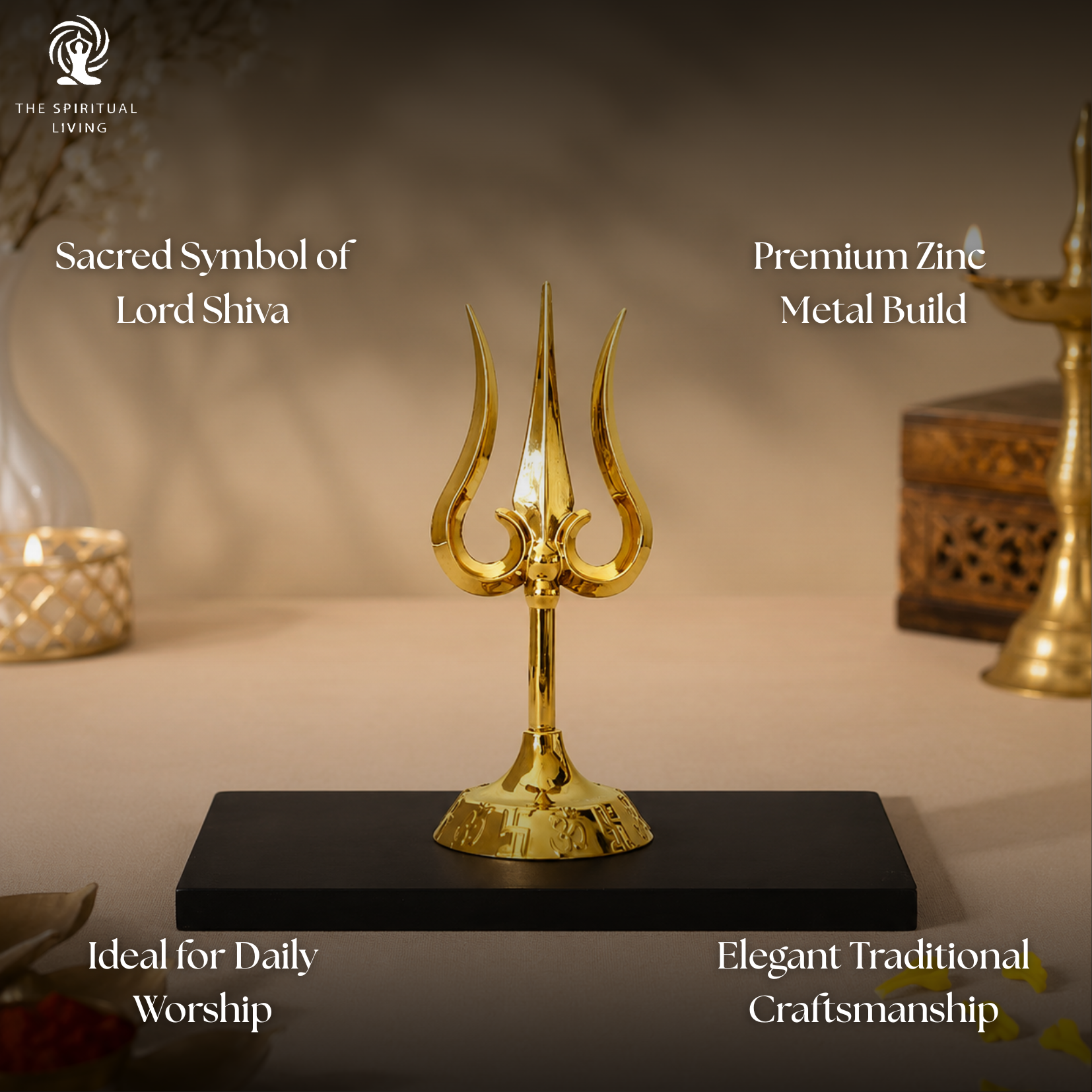 Zinc Metal Trishul - 4 Inch