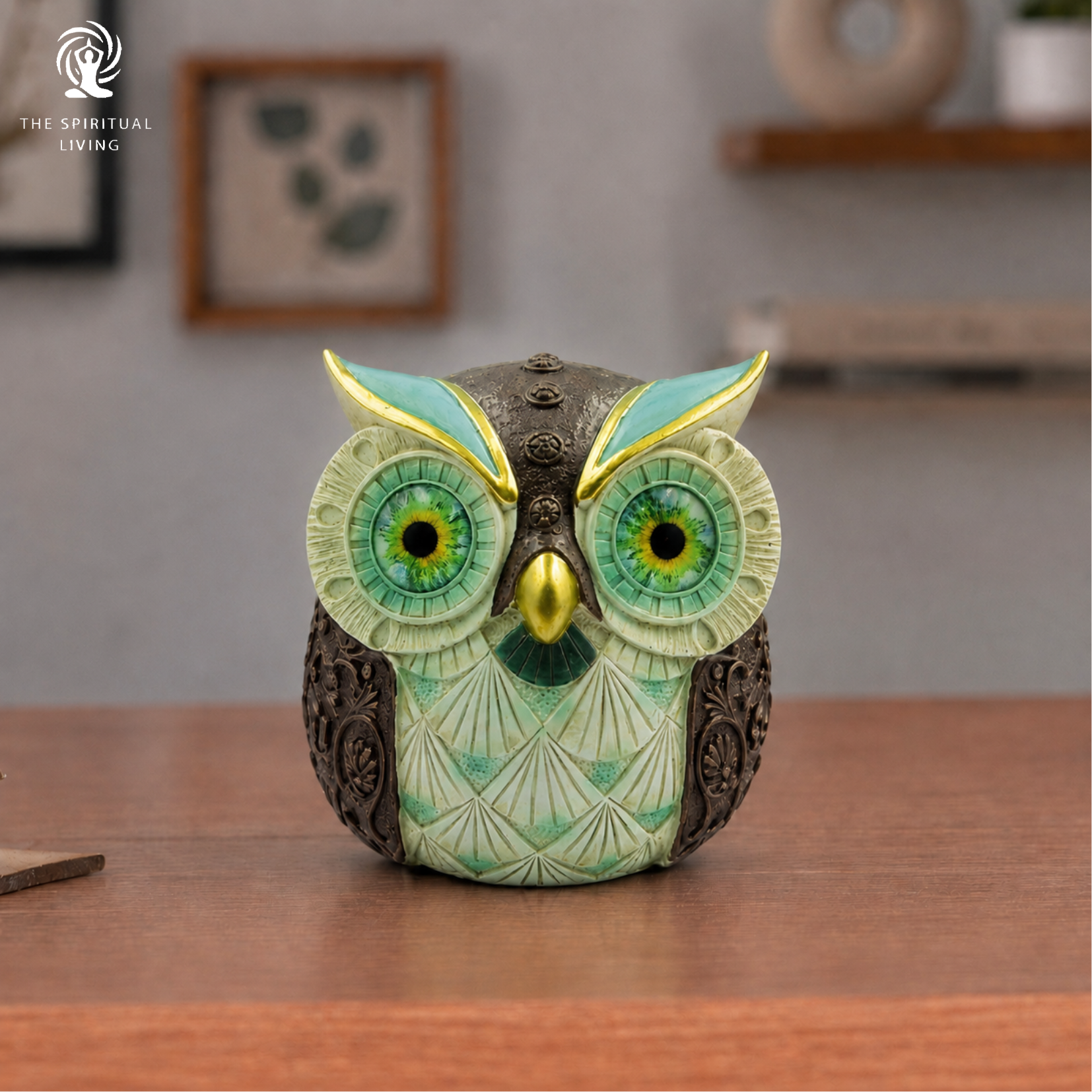 Premuim Green Owl Statue for Good Luck I 4.5 Inch |  उल्लू | Figurine | Showpiece |