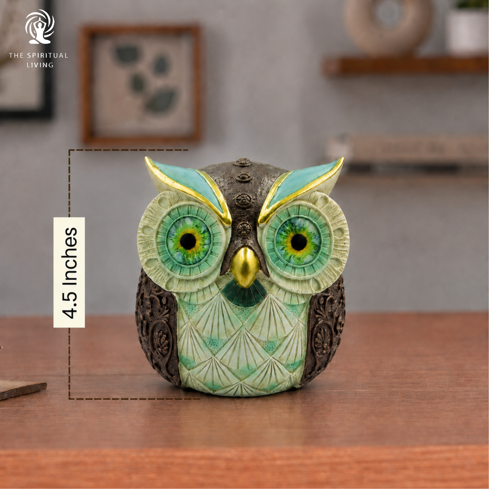 Premuim Green Owl Statue for Good Luck I 4.5 Inch |  उल्लू | Figurine | Showpiece |