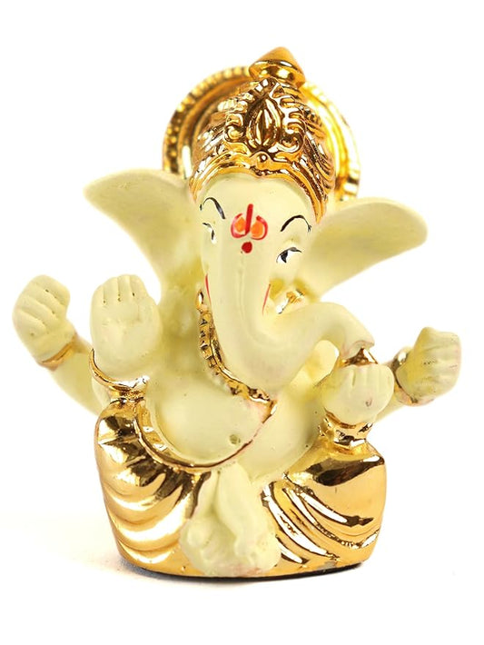 Gold Plated Mukut Ganesh Idol