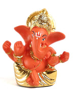 Gold Plated Mukut Ganesh Idol - 2.5 x 2 inch