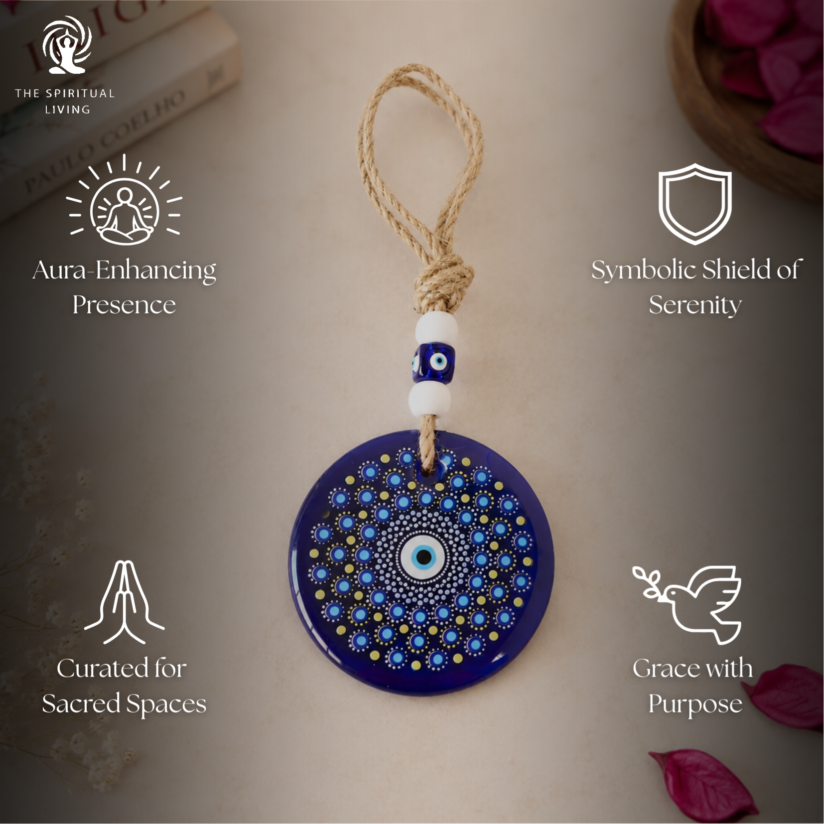 Evil Eye Hanging for Home Entrance I 8 Inch | Feng Shui Vastu | Blue Beads Evil Eye |
