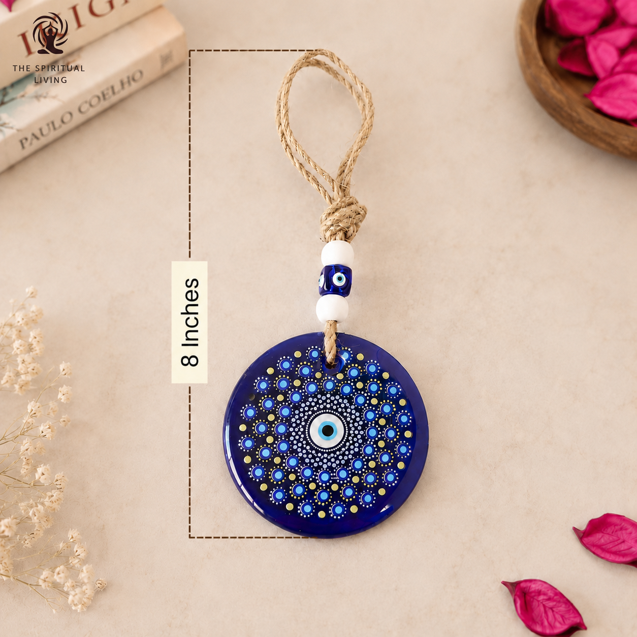 Evil Eye Hanging for Home Entrance I 8 Inch | Feng Shui Vastu | Blue Beads Evil Eye |