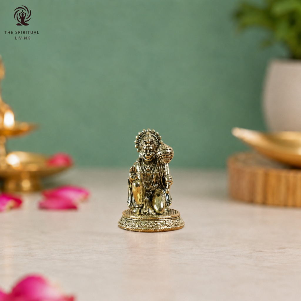 Small Brass Hanuman Idol | 1.5 Inch | Mini Lord Hanuman Ji Statue for Car | Bajrangbali Murti | Maruti Idol |