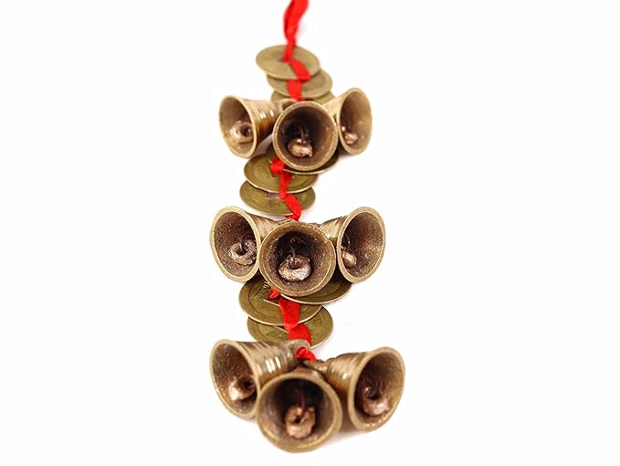 9 Bells & 9 Chinese Coins for Home Entrance - 9 Inch