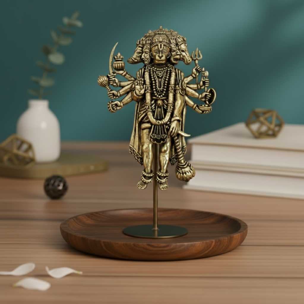 Brass Panchmukhi Hanuman for Door Entrance - 4 Inch