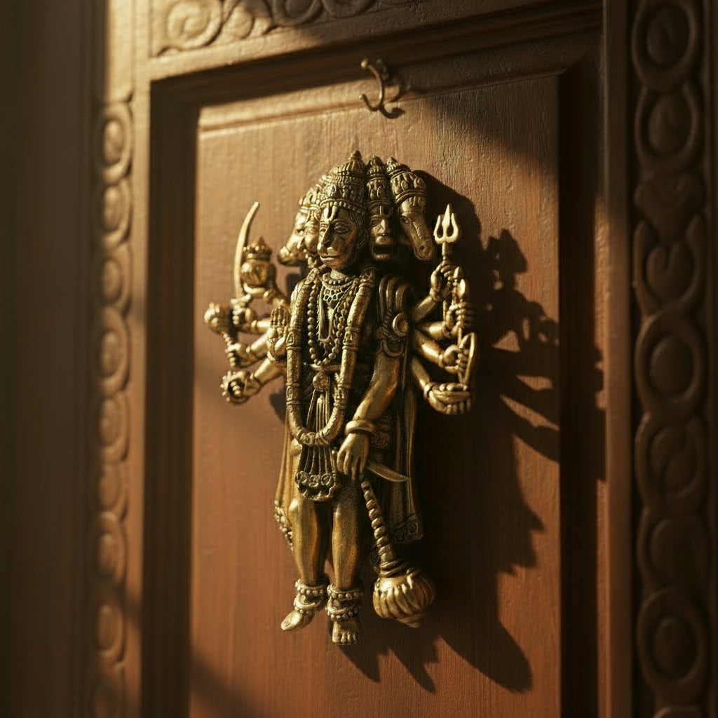 Brass Panchmukhi Hanuman for Door Entrance - 4 Inch