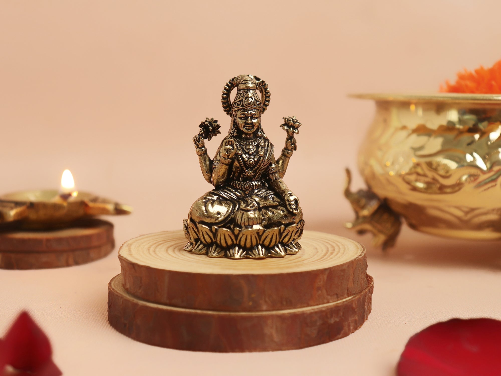 Brass Small Laxmi Idol - 2 Inch