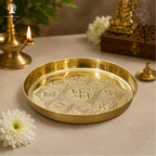 Brass Jain Astha mangal Pooja Plate | 5.5 Inch | Bhog Thali | Eight Auspicious Symbols |Pital |
