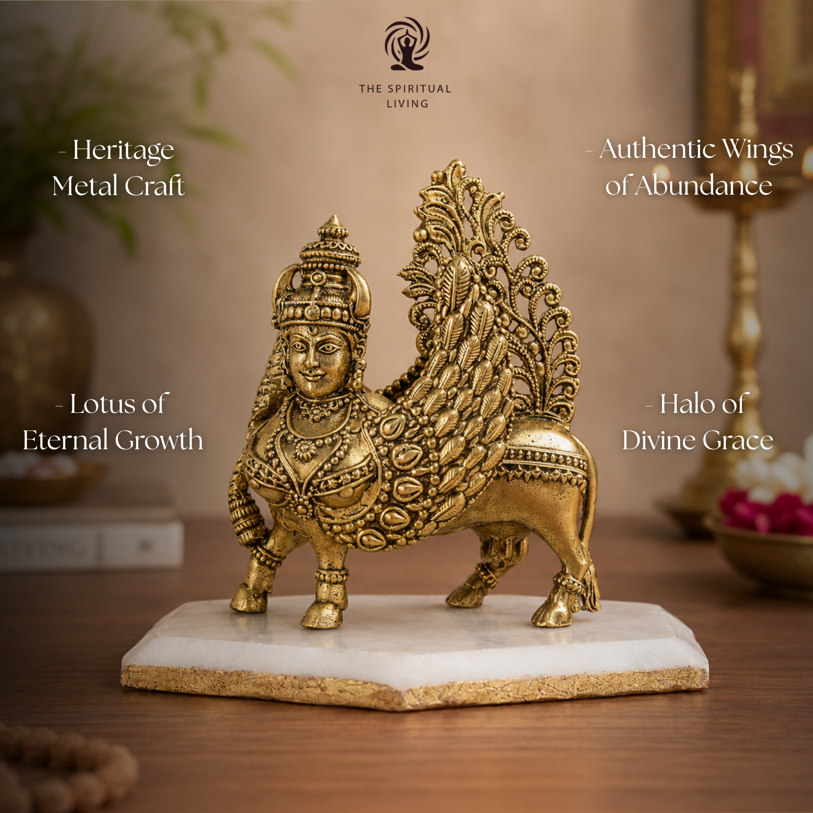 Kamdhenu Cow with Wings | 2.5 Inch | Brass Cow Sculpture |