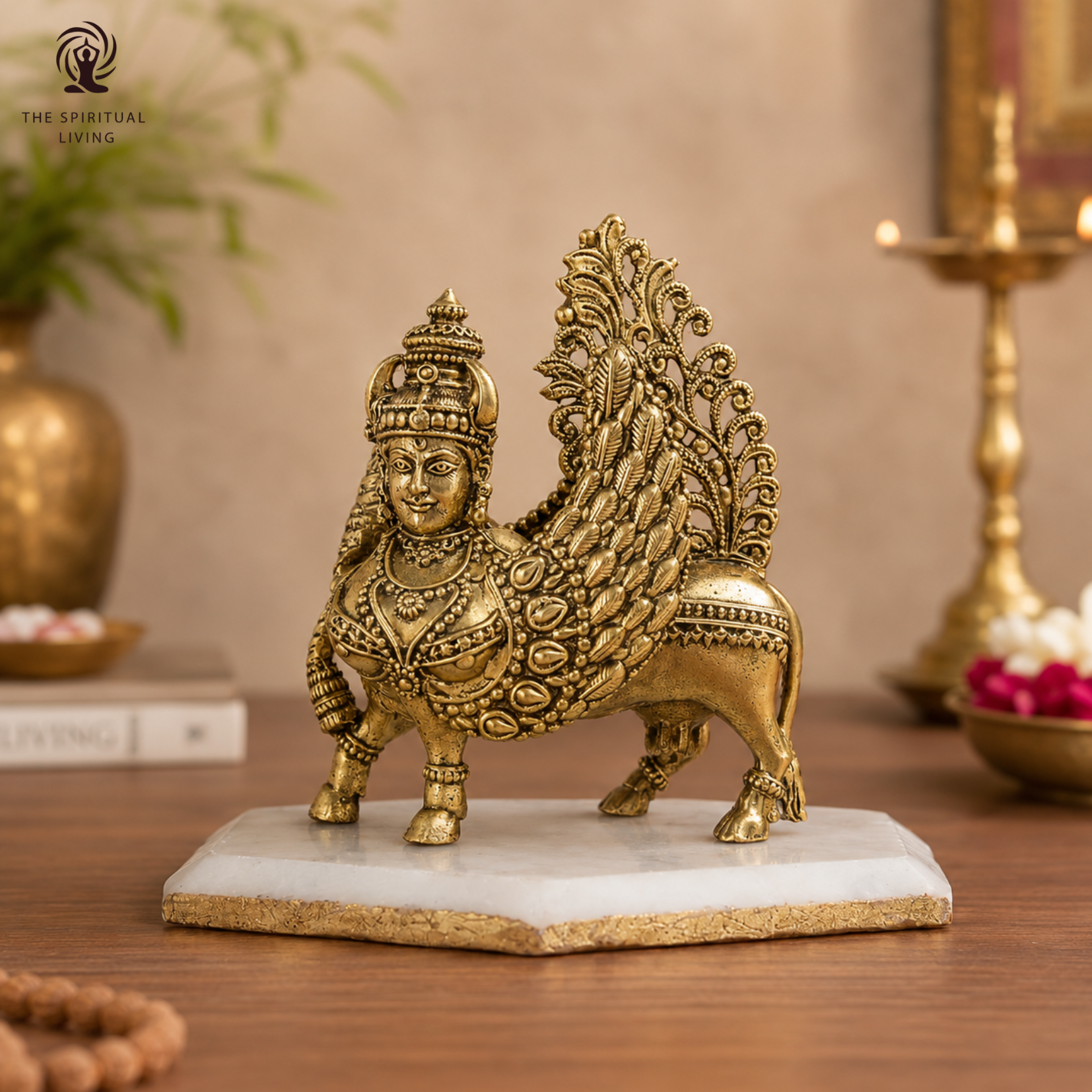Kamdhenu Cow with Wings | 2.5 Inch | Brass Cow Sculpture |