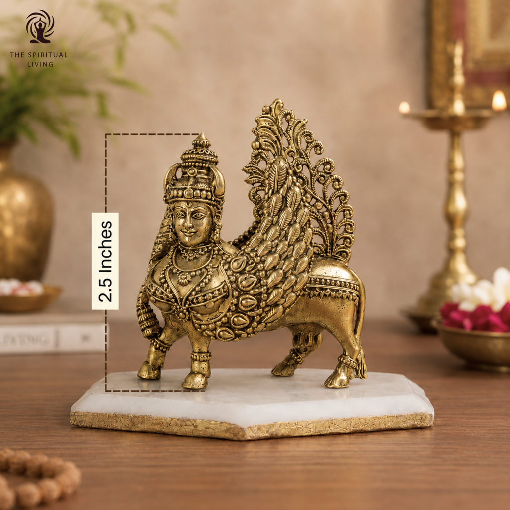 Kamdhenu Cow with Wings | 2.5 Inch | Brass Cow Sculpture |