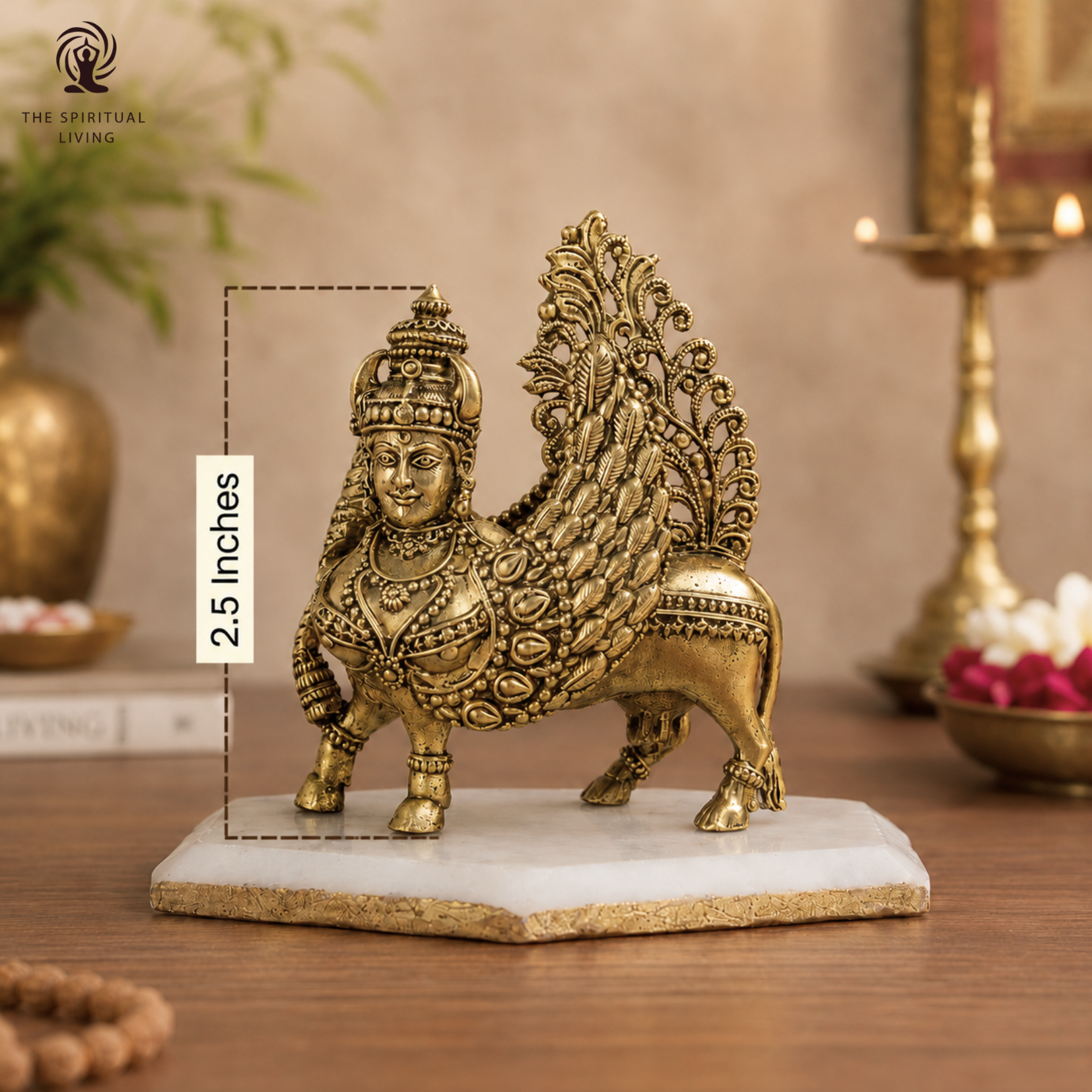 Kamdhenu Cow with Wings | 2.5 Inch | Brass Cow Sculpture |