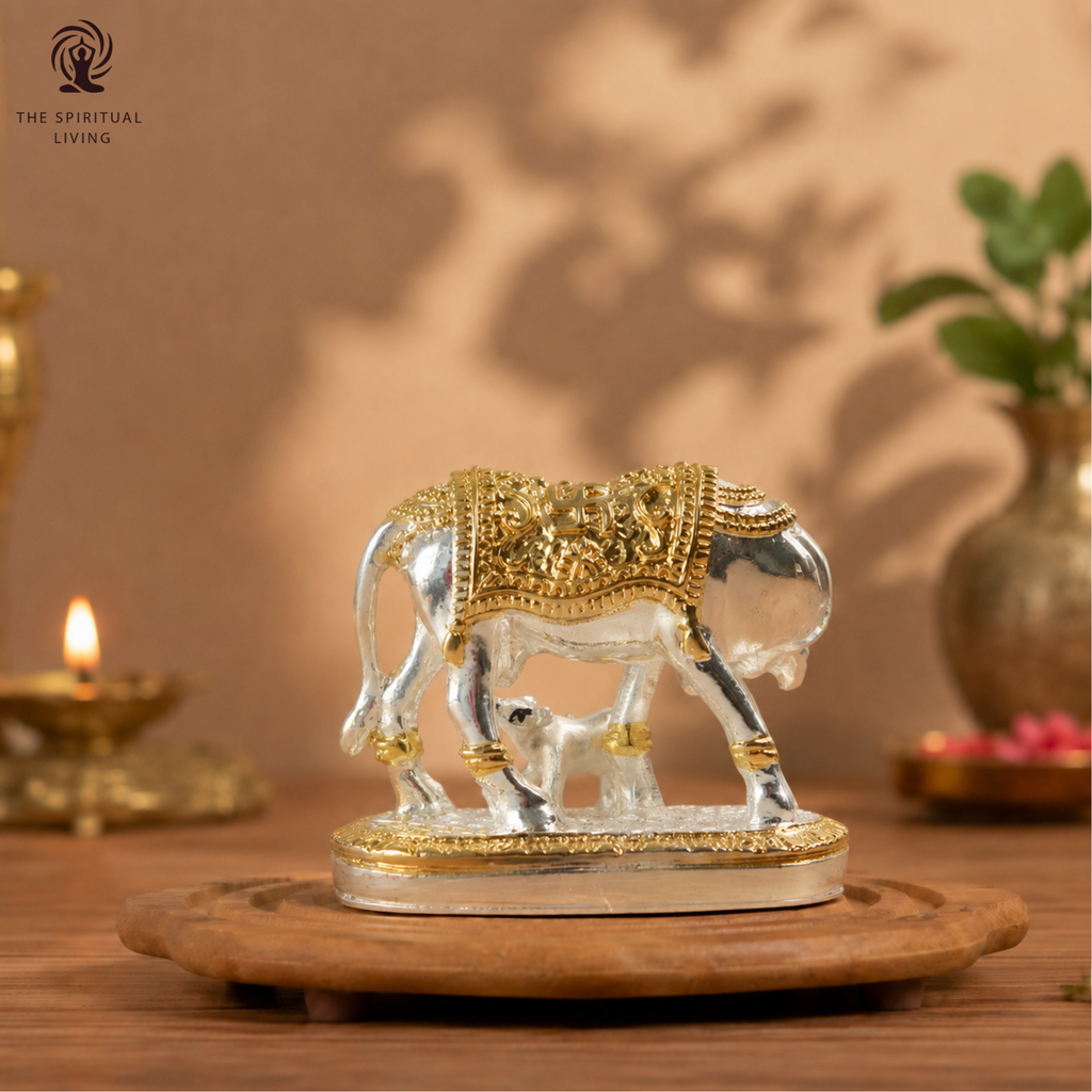 Kamdhenu Cow with Calf Idol - 2.5 Inch