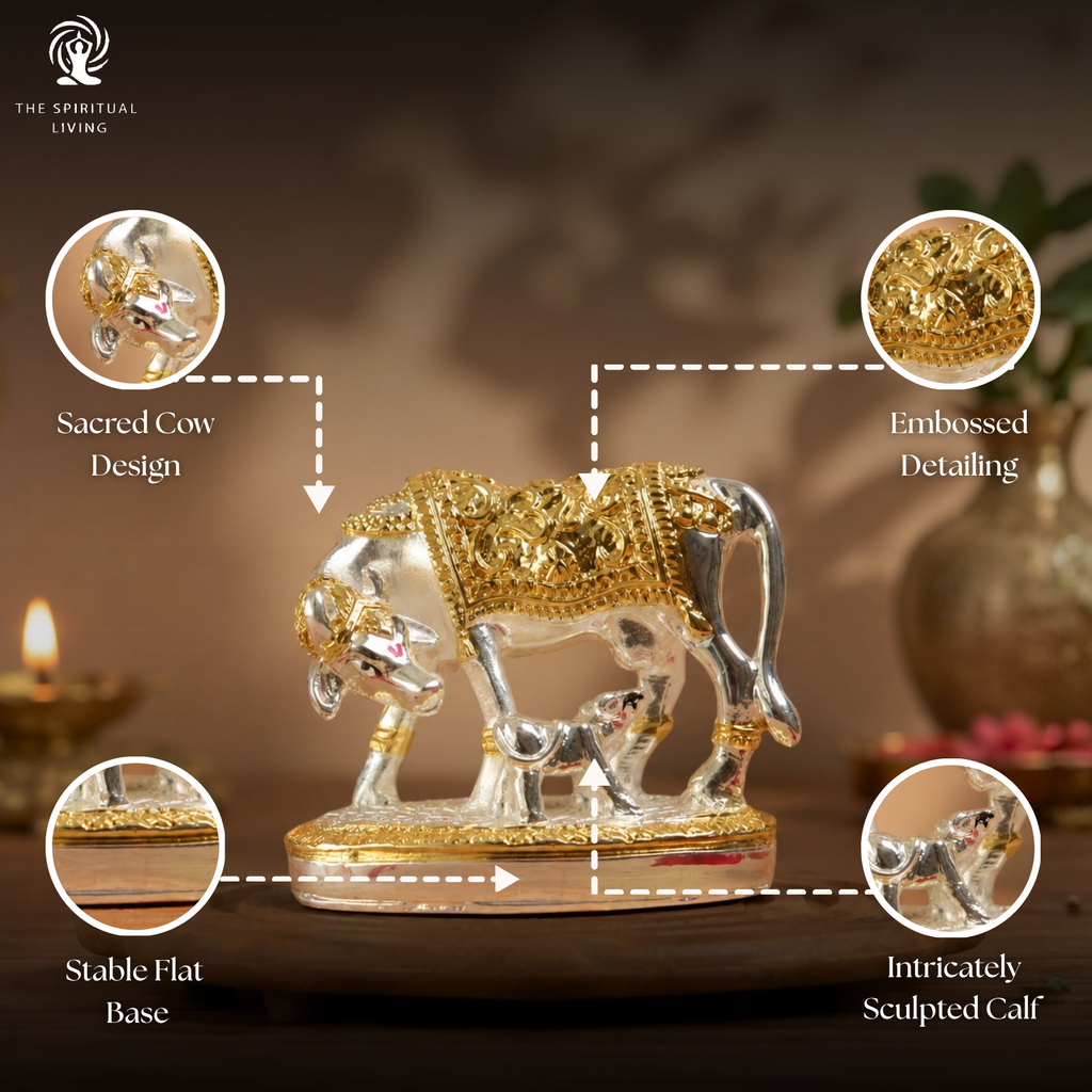 Kamdhenu Cow with Calf Idol - 2.5 Inch