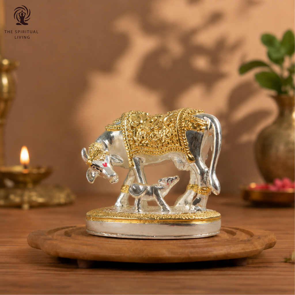Kamdhenu Cow with Calf Idol - 2.5 Inch