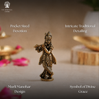 Krishna Miniature Brass Idol | 1.5 Inch | Mini |Figure | જય શ્રી કૃષ્ણ | Murli Manohar |