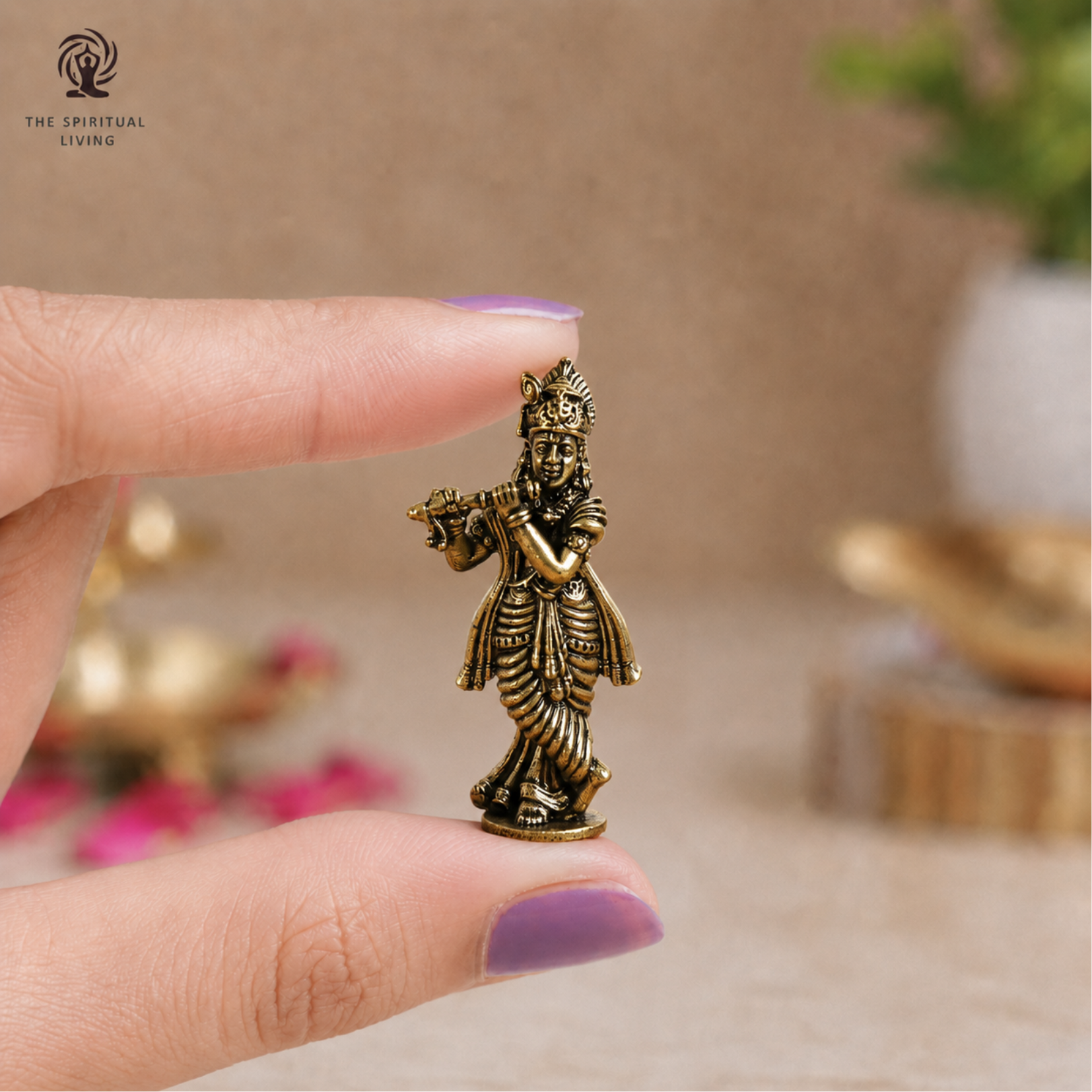 Krishna Miniature Brass Idol | 1.5 Inch | Mini |Figure | જય શ્રી કૃષ્ણ | Murli Manohar |