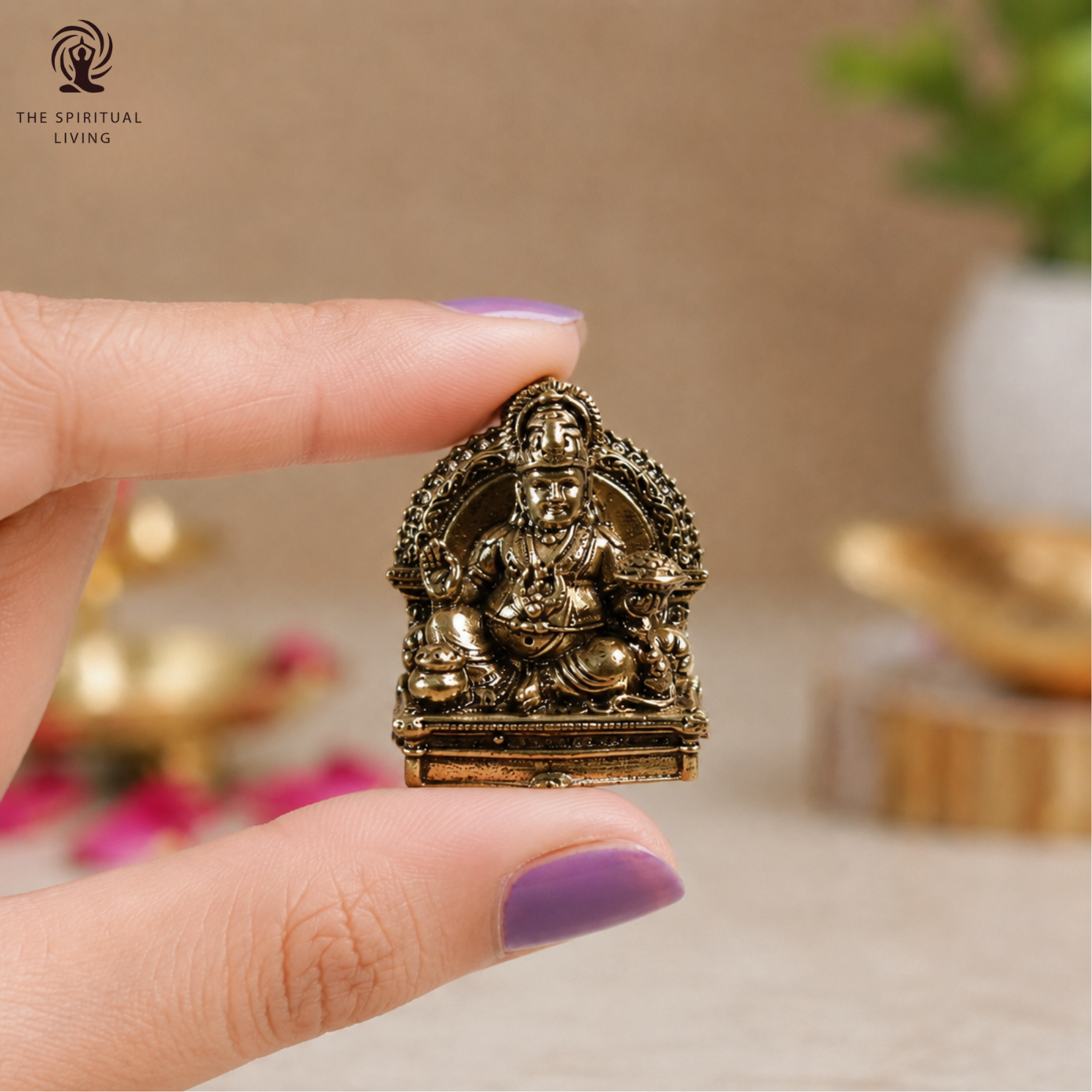 Brass Miniature Kubera | 1 Inch | Kuber Murti | God of Wealth Statue |Lord Kuber Small Idol |