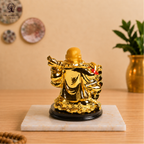 Laughing Buddha with Coin Chain and Wealth Pot in Hand - 5 Inch