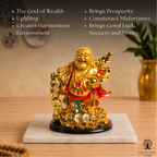 Laughing Buddha with Coin Chain and Wealth Pot in Hand - 5 Inch