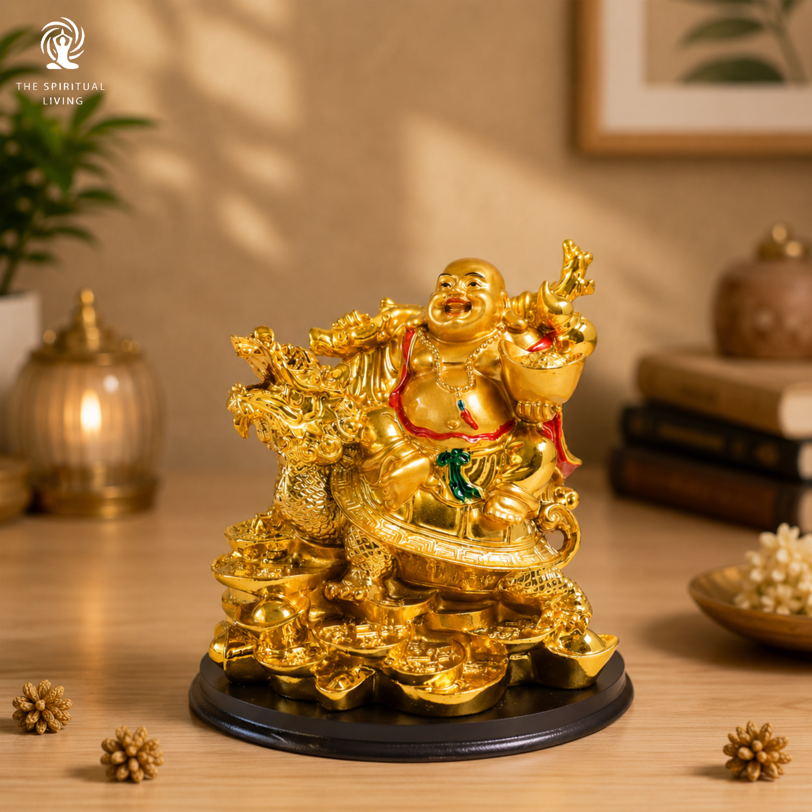 Laughing Buddha On Dragon Tortoise | 5 Inch |