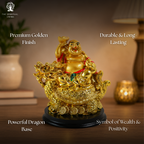 Golden Laughing Buddha Idol on Dragon | 4 Inch | Feng Shui Wealth & Prosperity |