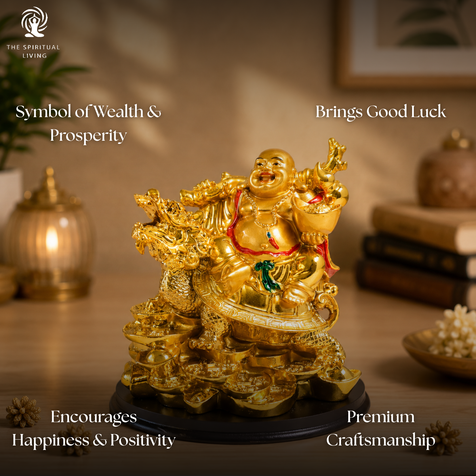 Laughing Buddha On Dragon Tortoise | 5 Inch |