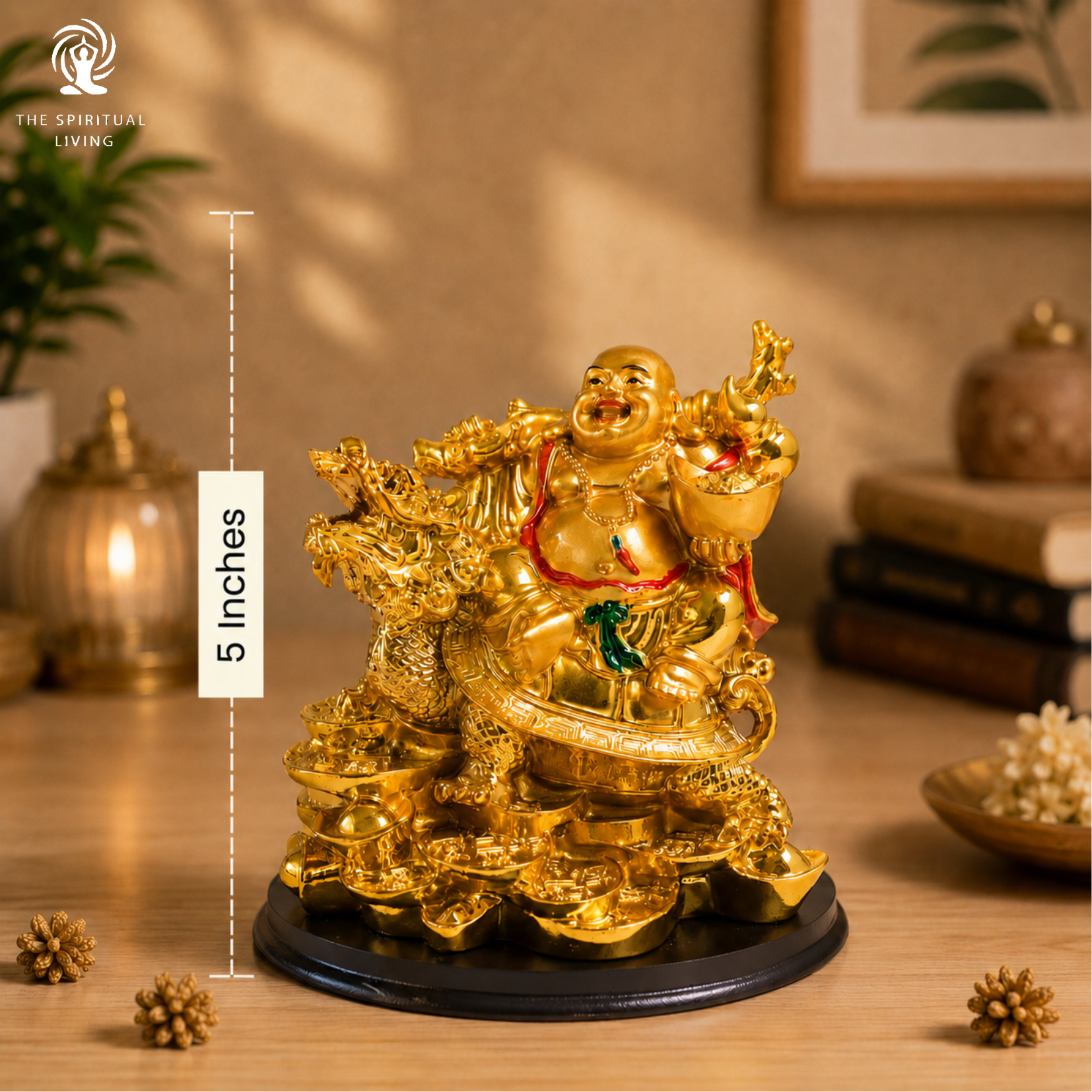 Laughing Buddha On Dragon Tortoise | 5 Inch |