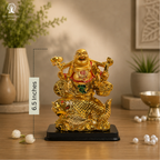 Golden Laughing Buddha on Fish  6.5 inch