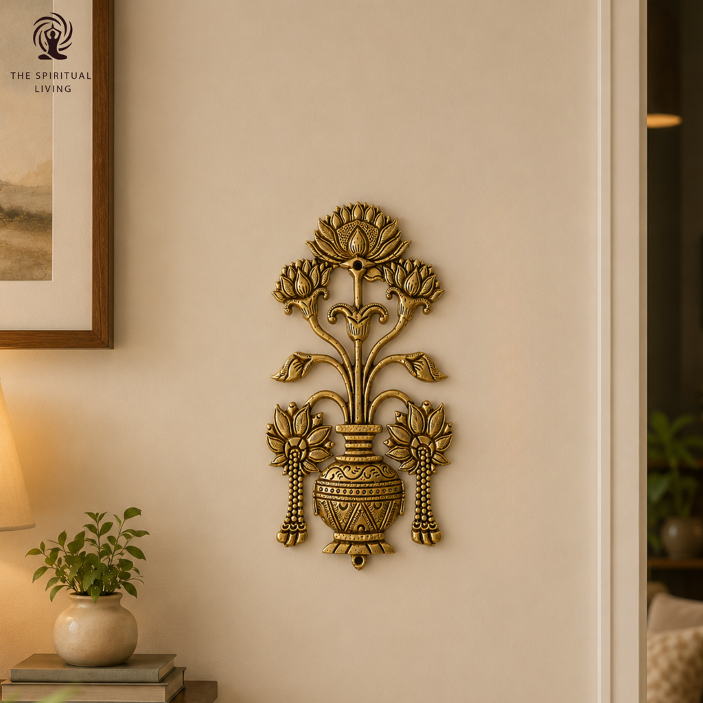 Brass Lotus Wall Hanging | 7 Inch | Wall Decor Items for Living Room |