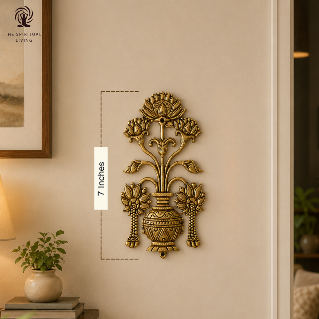 Brass Lotus Wall Hanging | 7 Inch | Wall Decor Items for Living Room |