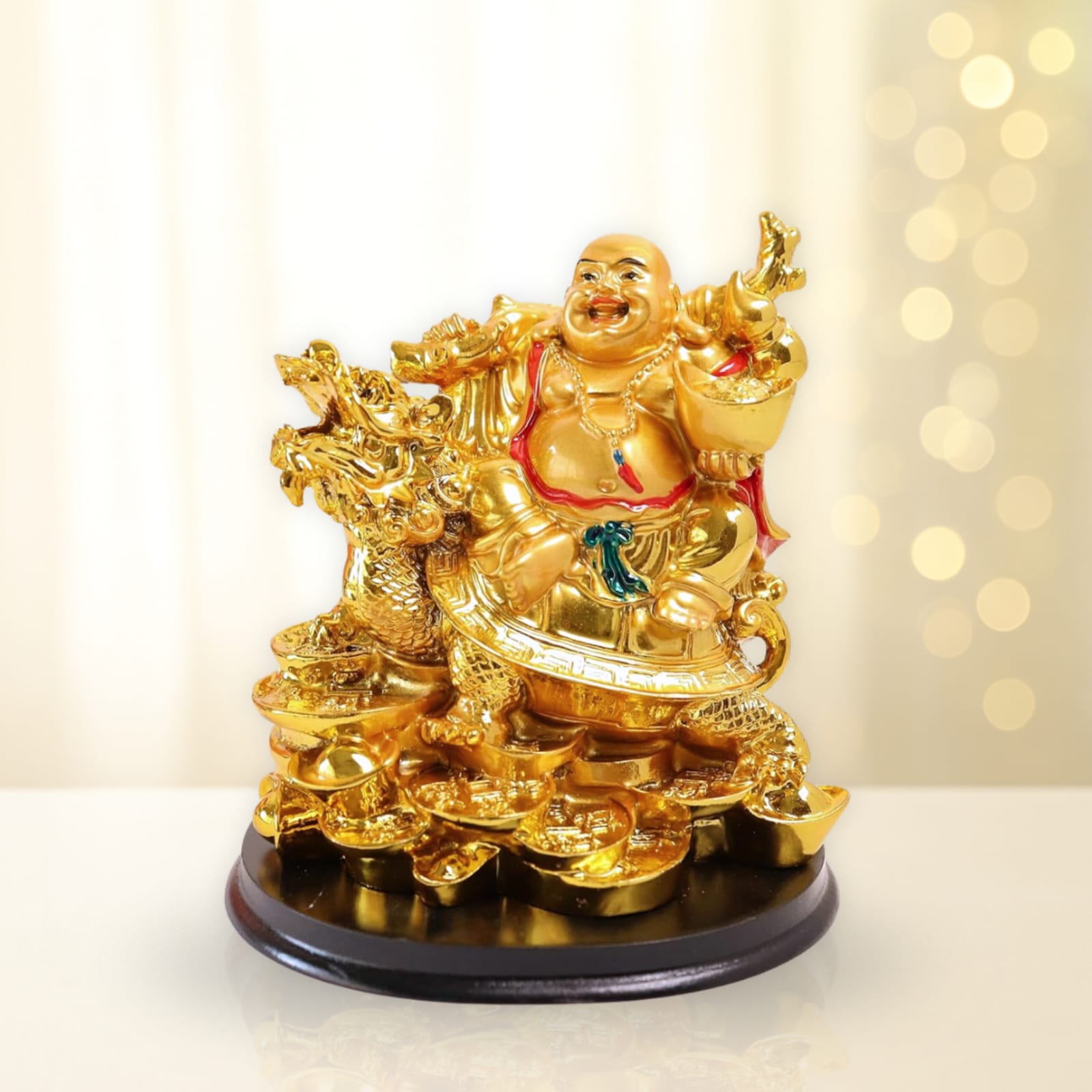 Laughing Buddha On Dragon Tortoise | 5 Inch |