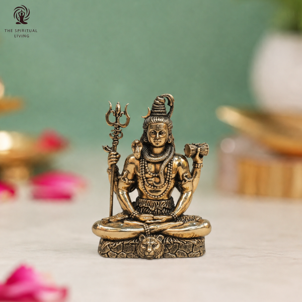 Brass Meditating Lord Shiva Idols - 2 Inch