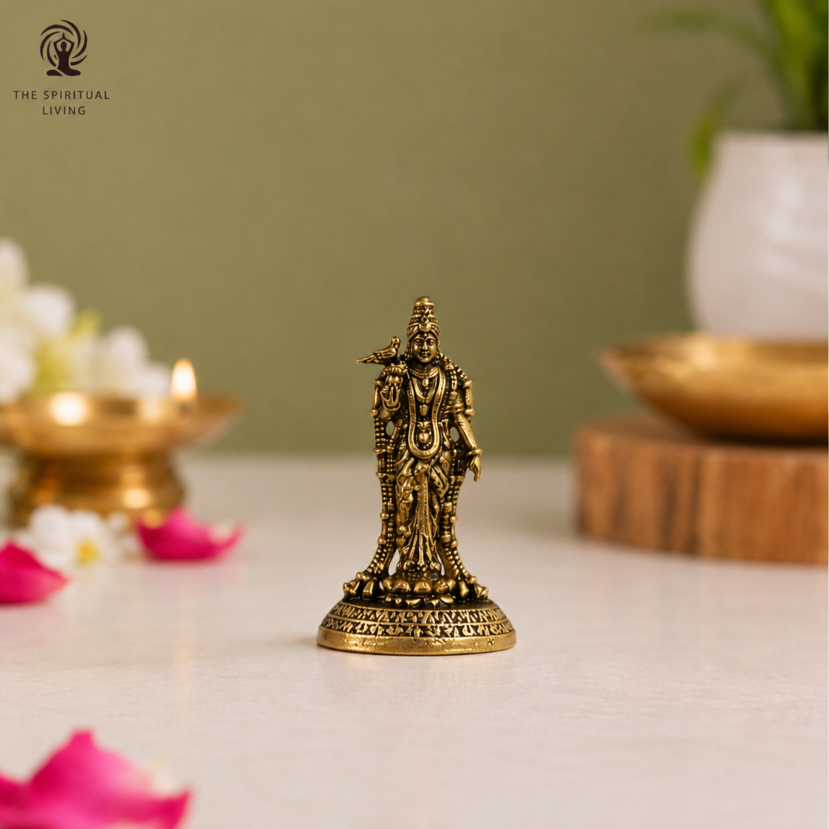 Brass Meenakshi Amman Idol | 1.5 Inch | Small Maa Madurai Amman Murti |Tamil | Temple | Miniature |