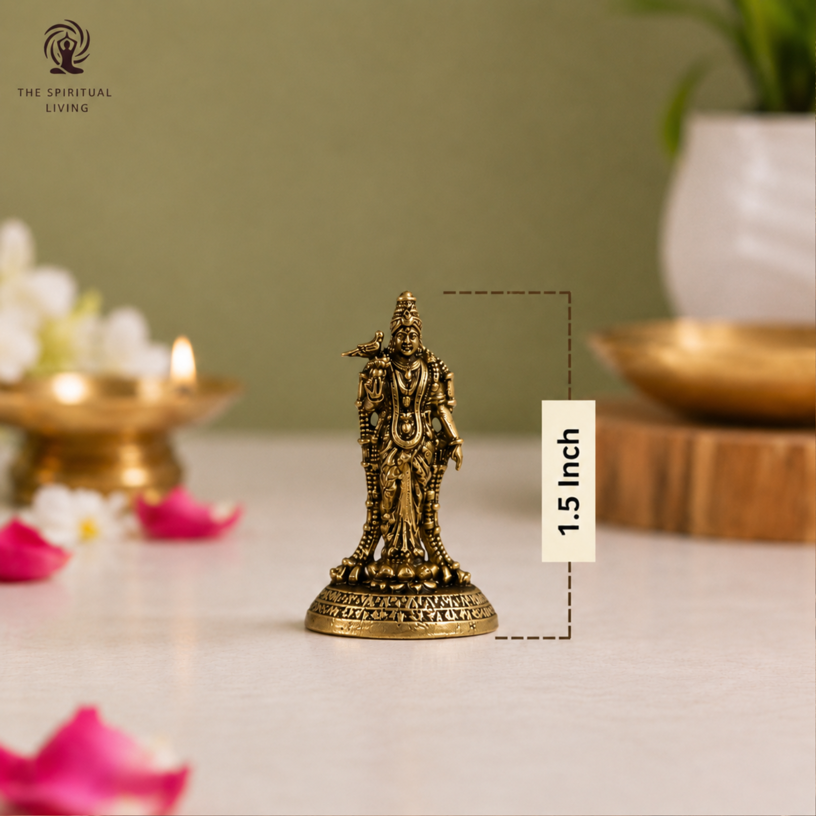 Brass Meenakshi Amman Idol | 1.5 Inch | Small Maa Madurai Amman Murti |Tamil | Temple | Miniature |